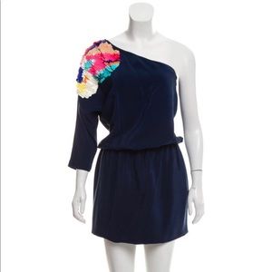 Tibi Begonia asymmetric silk dress